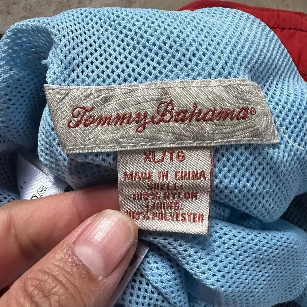 Tommy Bahama Relax Elastic Waist Swim Trunks Men’s Size XL Red Orange‎ Lined